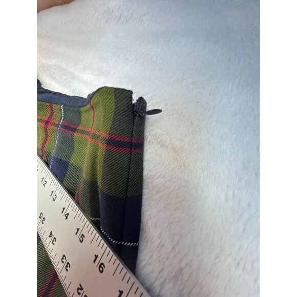 J.Crew Womens Pleated Tartan Plaid Wool Skirt Size 4 Green Navy Style 67298 - Picture 6 of 9